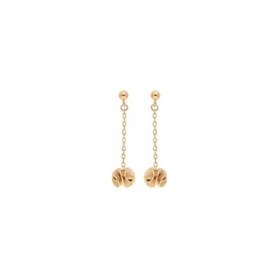 Boucles d'oreilles tige plaqué or pendante boule
