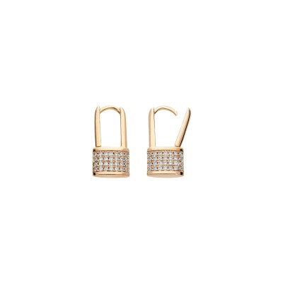Boucles d'oreilles plaqué or cadenas oxydes blancs sertis