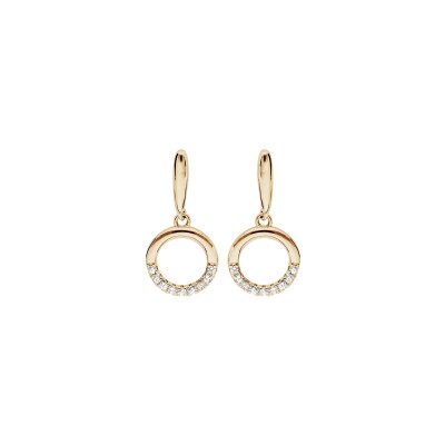 Boucles d'oreilles tige plaqué or pendante cercle oxydes blancs sertis