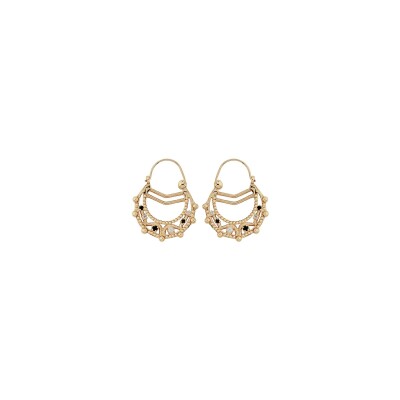 Boucles d'oreilles tige plaqué or pendantes oxydes ronds violets