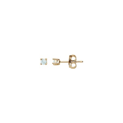 Boucles d'oreilles tige plaqué or pierre véritable topaze bleu 2.5mm