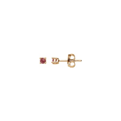Boucles d'oreilles tige plaqué or pierre véritable grenat 2.5mm