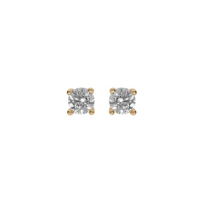Boucles d'oreilles tige solitaire plaqué or oxyde blanc serti 4 griffes 3mm