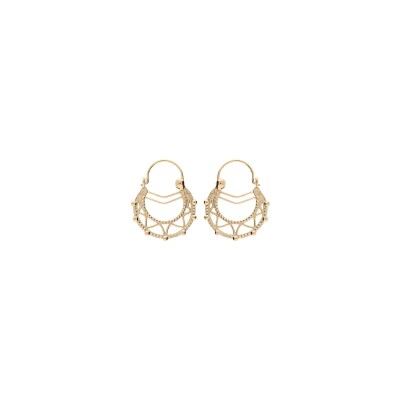 Boucles d'oreilles créoles ethniques plaqué or diam 18mm