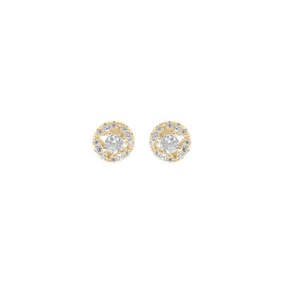 Boucles d'oreilles tige plaqué or ronde oxydes blancs sertis