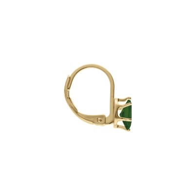Boucles d'oreilles dormeuse plaqué or oxyde vert serti