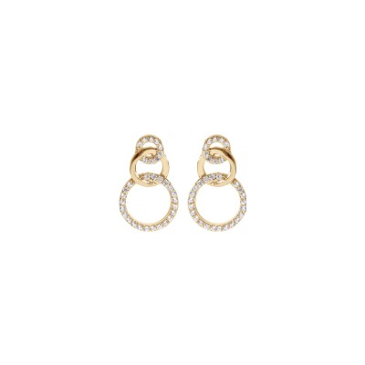 Boucles d'oreilles tige plaqué or 3 ronds 1 lisse et 2 avec oxydes blancs sertis