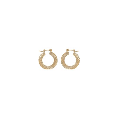 Boucles d'oreilles créoles plaqué or plate striée 20mm