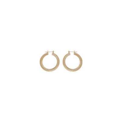 Boucles d'oreilles créoles plaqué or plate striée 30mm