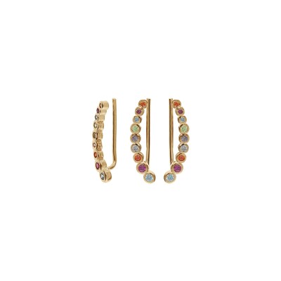 Boucles d'oreilles plaqué or chemin d'oreille oxydes multi couleurs
