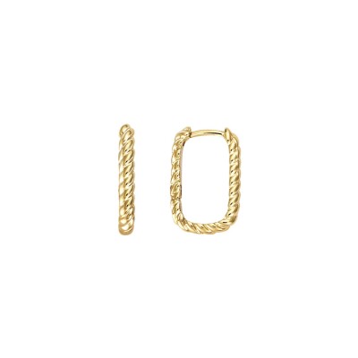 Boucles d'oreilles tige plaqué or rectangulaire torsadée