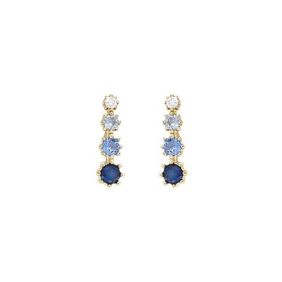Boucles d'oreilles tige plaqué or pendante degradé oxydes bleu