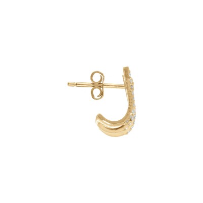 Boucles d'oreilles tige plaqué or unitaire 3 rangs oxydes blancs sertis