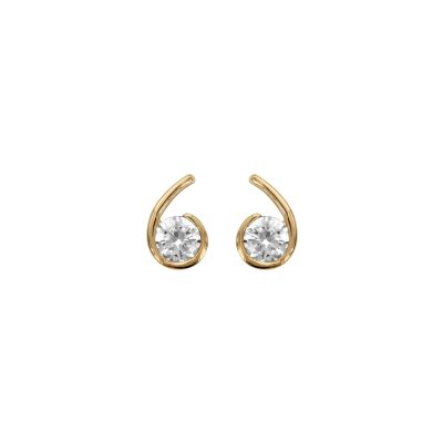 Boucles d'oreilles tige plaqué or forme virgule oxyde blanc
