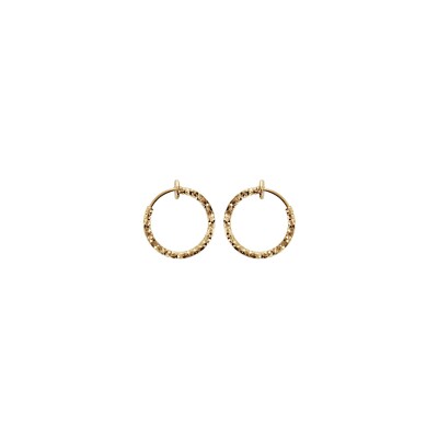Boucles d'oreilles créoles plaqué or tube diamantées 20 mm système clip