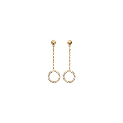 Boucles d'oreilles tige plaqué or pendante cercle oxydes de zirconium