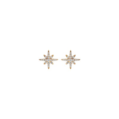 Boucles d'oreilles tige plaqué or étoile oxydes blancs sertis