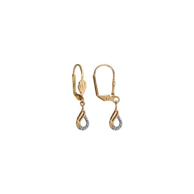 Boucles d'oreilles plaqué or dormeuse goutte oxydes blancs sertis