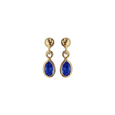 Boucles d'oreilles tige plaqué or clou navette bleu foncé