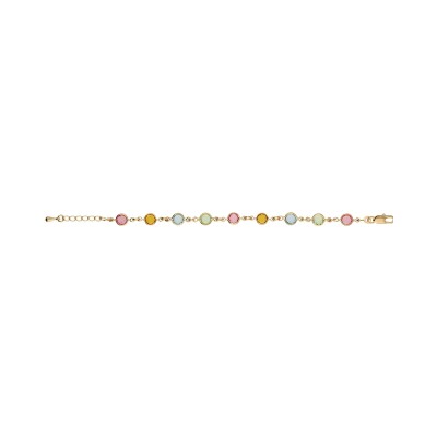 Bracelet plaqué or tutti frutti rond multi couleurs pastels 16+3cm