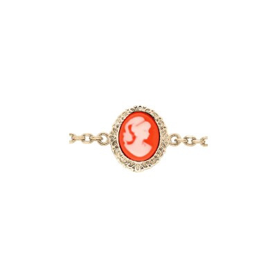 Bracelet plaqué or camée rose 16+3cm