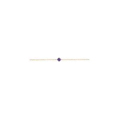 Bracelet plaqué or solitaire oxyde violet 4mm 16+2cm