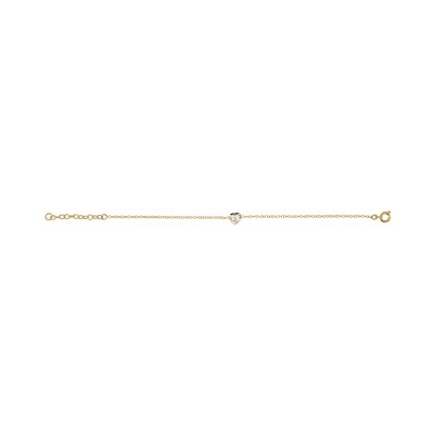 Bracelet plaqué or coeur pierre blanche 16+3cm