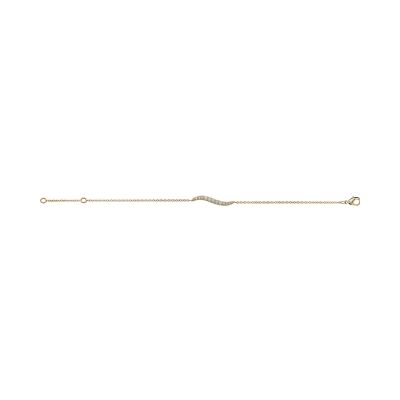 Bracelet plaqué or feuille pave oxydes blancs 16+3cm