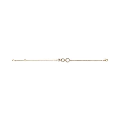 Bracelet plaqué or triple anneaux oxydes blancs sertis 16+2cm