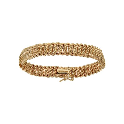 Bracelet plaqué or gourmette américaine massive 8mm 18cm