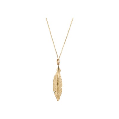 Collier plaqué or pendentif plume 40+4cm