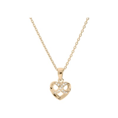 Collier plaqué or coeur et infini oxydes blancs sertis 40+5cm