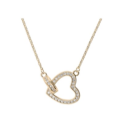 Collier plaqué or coeur oxydes blancs sertis 40+5cm