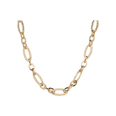 Collier plaqué or mailles ovales martelées 39+6cm