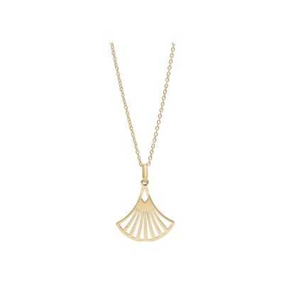 Collier plaqué or pendentif éventail 40+4cm