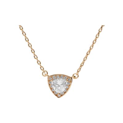 Collier plaqué or goutte oxyde blanc serti clos 42+3cm