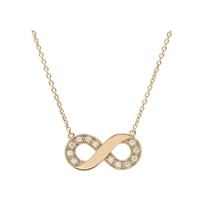 Collier plaqué or infini à graver avec oxydes blancs sertis 42+3cm