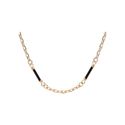 Collier plaqué or tubes noirs 45cm