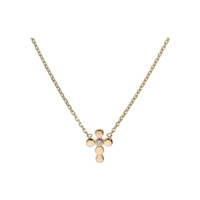 Collier plaqué or croix 1 oxyde blanc serti 38+4cm