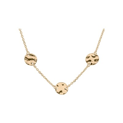 Collier plaqué or 5 pastilles martelées 40+6cm