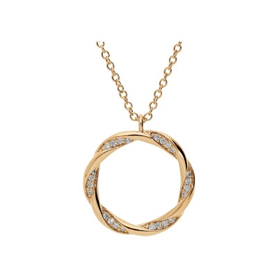 Collier plaqué or cercle torsade avec oxydes blancs sertis 40+4cm
