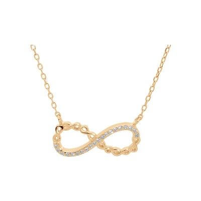 Collier plaqué or motif infini avec oxydes blancs sertis 44cm réglable 42 et 40cm