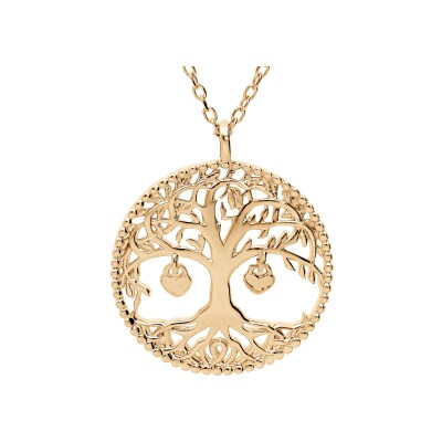 Collier plaqué or arbre de vie et pampilles 2 coeurs doré (couple famille) 44cm réglable 42 et 40