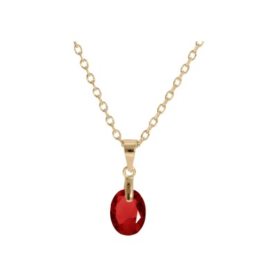 Collier plaqué or pendentif goutte oxyde grenat faceté 40+5cm