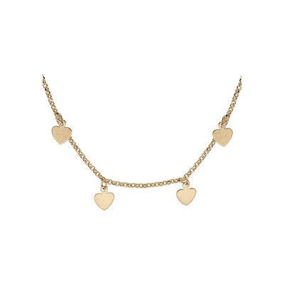 Collier plaqué or pampilles coeurs 40+5cm