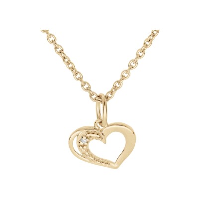 Collier plaqué or pendentif coeur oxydes blancs sertis 38+5cm