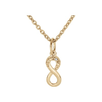 Collier plaqué or pendentif infini oxydes blancs sertis 38+5cm