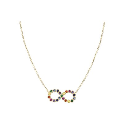 Collier plaqué or motif infini multi couleurs 42+3cm