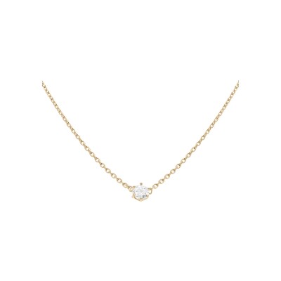Collier solitaire plaqué or oxyde blanc 4mm sertis 6 griffes 38+4cm