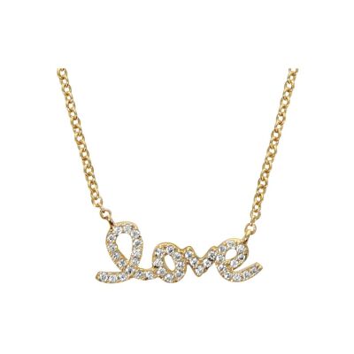 Collier plaqué or love oxydes blancs sertis 40+4cm